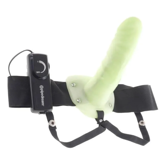 Female Sex Toys Fetish Fantasy Unisex Hollow 6 Inch Vibrating StrapOn Pipedream