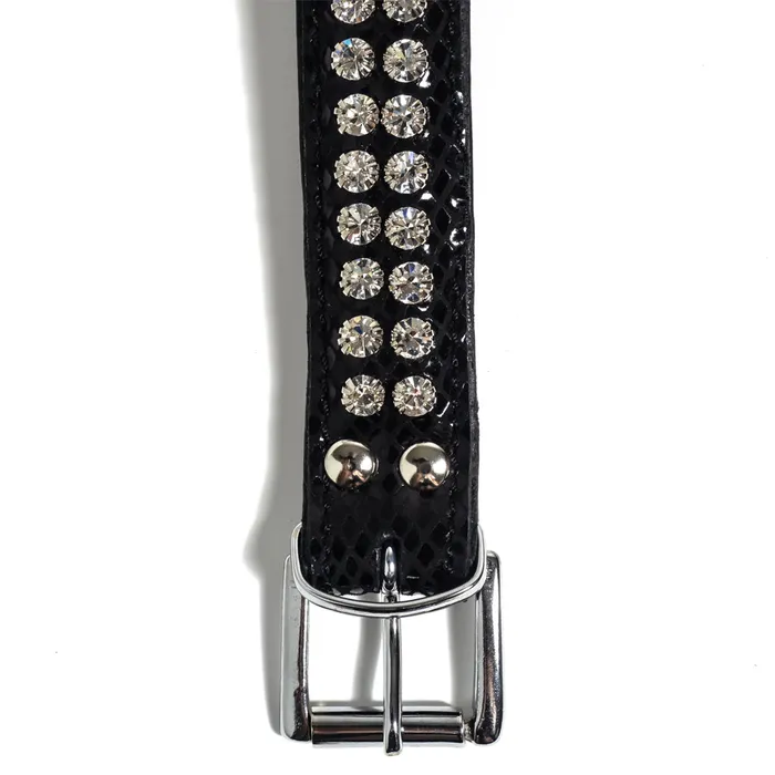 Zorba Patent Leather Snakeskin Diamante Padded Blindfold Zorba International Restraints