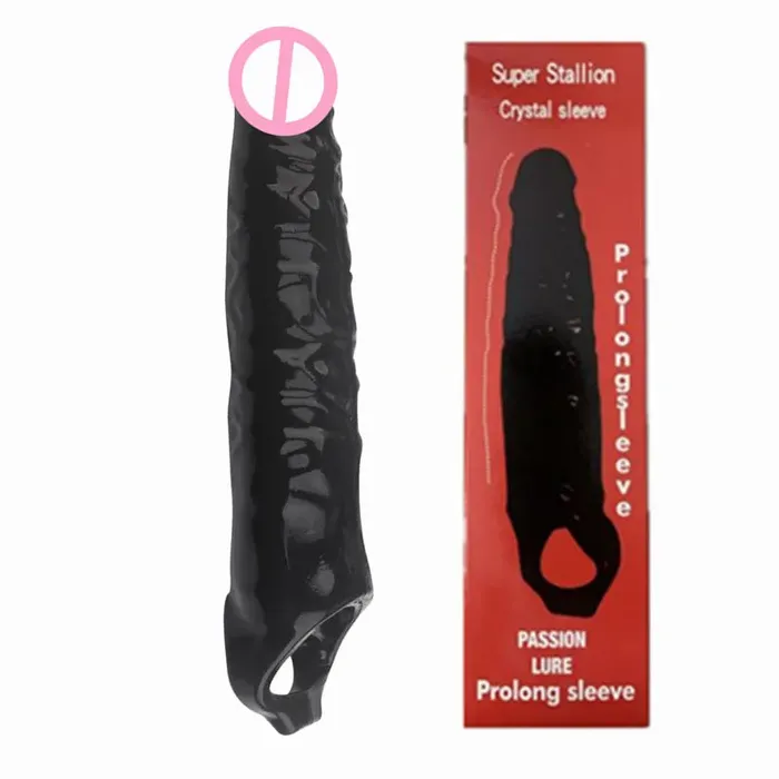 Female Sex Toys Domlust Realistic Black Dildo Cock Sleeve Big Penis Eextender Silicone Strectchy Sex Toys for Men