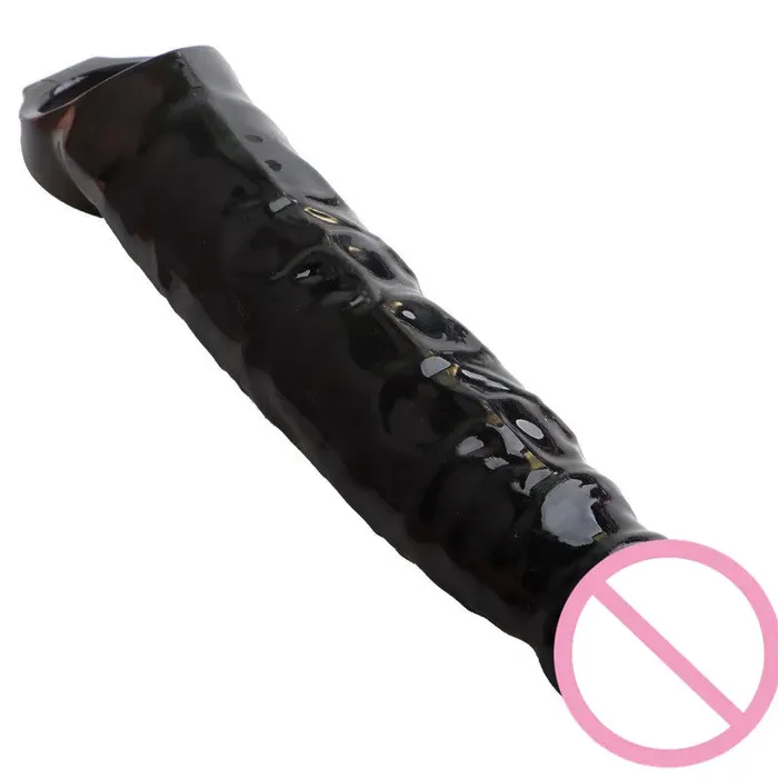 Female Sex Toys Domlust Realistic Black Dildo Cock Sleeve Big Penis Eextender Silicone Strectchy Sex Toys for Men