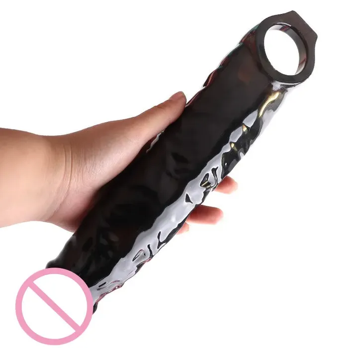 Female Sex Toys Domlust Realistic Black Dildo Cock Sleeve Big Penis Eextender Silicone Strectchy Sex Toys for Men