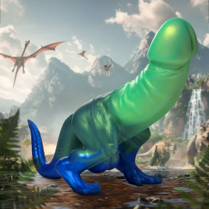 XR Brands Creature Cocks Dildos Jurassic Cock Dinosaur Silicone Dildo Greenblue XR Brands Creature Cocks Dildos Jurassic Cock Dinosaur Silicone Dildo Greenblue
