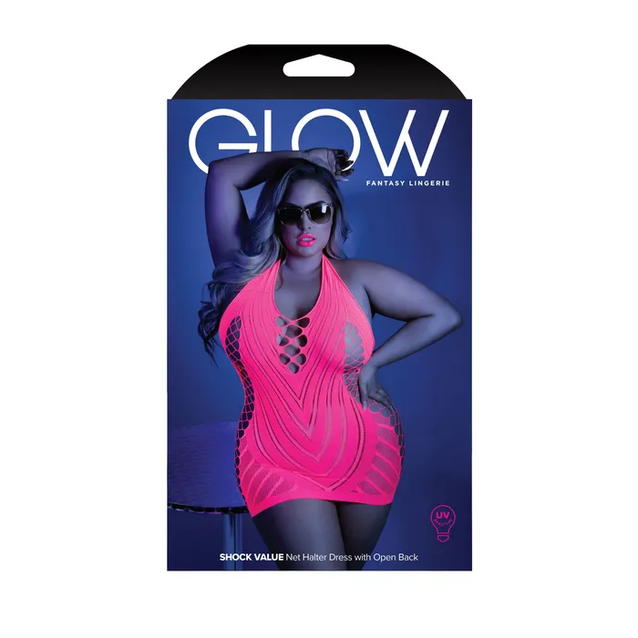Fantasy Lingerie Vibrators Shock Value Halter Dress Queen Neon Pink Fantasy Lingerie Vibrators Shock Value Halter Dress Queen Neon Pink