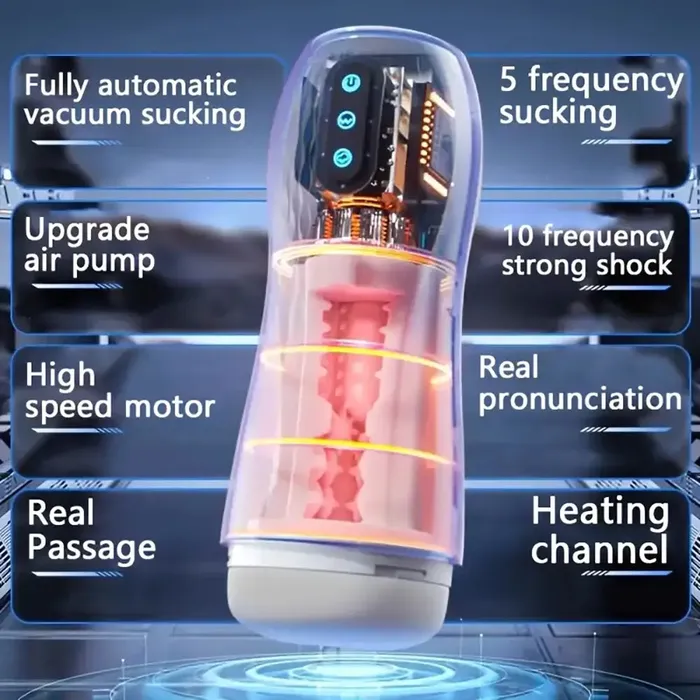Male Sex Toys Weadultshop Pleasure 5 Suction 10 Vibration 3Language Voice Automatic Masturbator