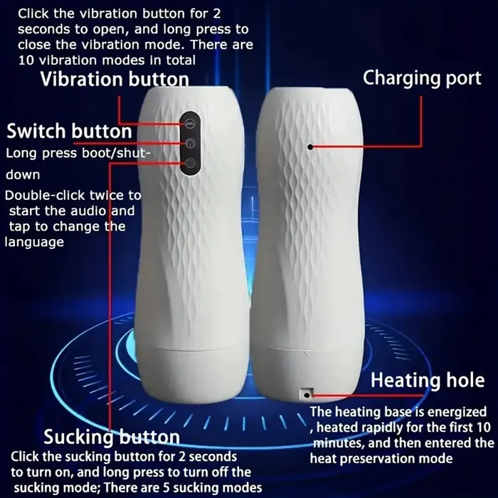 Male Sex Toys Weadultshop Pleasure 5 Suction 10 Vibration 3Language Voice Automatic Masturbator
