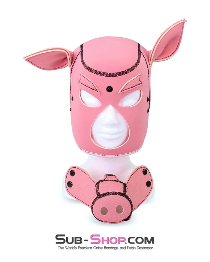 Moonwell Couples 7784M Serve Me Pig Bondage Hood with Snap Off Nose